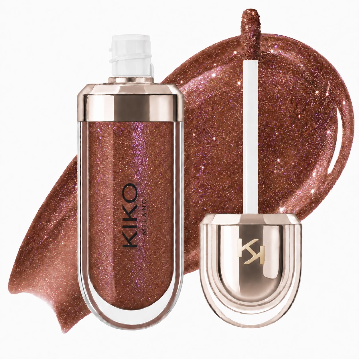 Tono 44 | Marrón chocolate con destellos tornasol | 3D Hydra Lipgloss Kiko Milano
